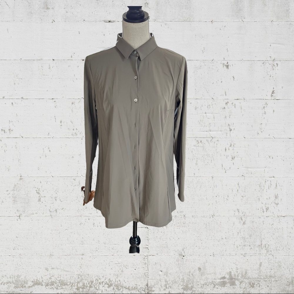 Marla Wynne Luxe Stretch Tech Shirt / Jacket Olive/ Gray New with Tags Size S